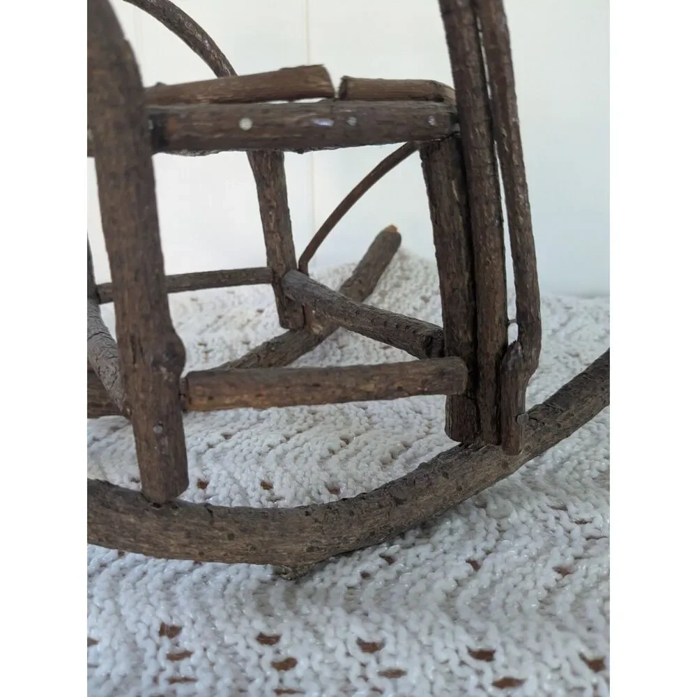 Miniature Doll Sized Twig Rocking Chair - Heart - 9.75
